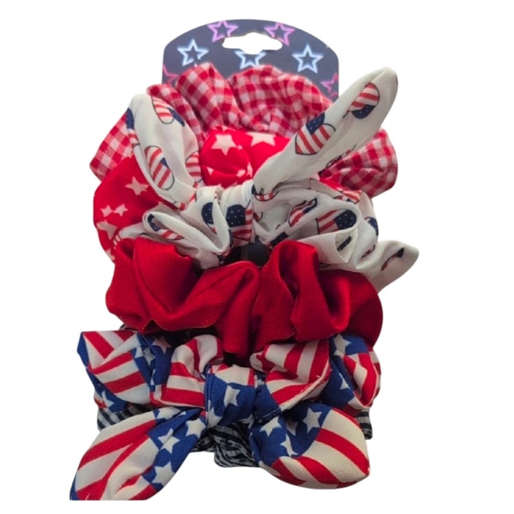 Nicole miller nwt Patriotic Hair Scrunchies Set of 6 - Red, White, and Blue